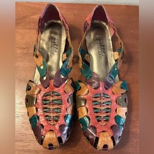 90s Mobility Sport‎ Multicolor Leather Flats, Size 8.5